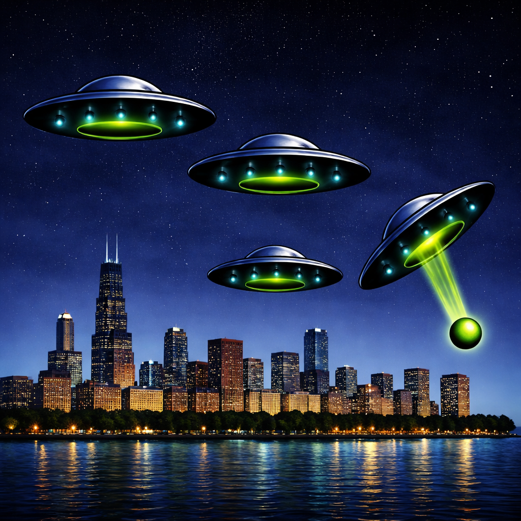 AI-generated illustration of UFO sighting in chicago, Illinois