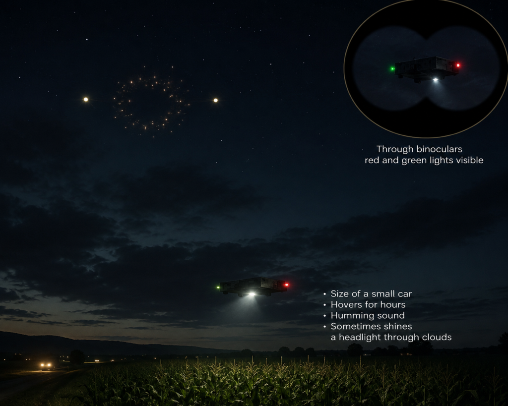 AI-generated illustration of rectangle / box UFO sighting in Emmett, Idaho